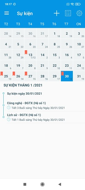 Screenshots Ứng dụng quản lý kết quả học tập, tính điểm trung bình môn
