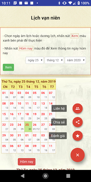 Screenshots Lịch vạn niên 2020 - Ngày giờ tốt xấu