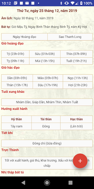 Screenshots Lịch vạn niên 2020 - Ngày giờ tốt xấu
