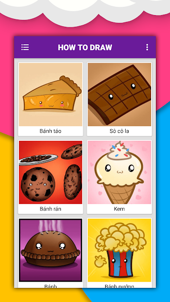 Tải xuống APK Cách vẽ đồ ăn ngọt dễ thương cho Android