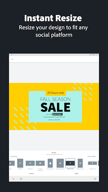 Screenshots Adobe Spark Post: Thiết kế đồ họa và tạo mẫu câu chuyện