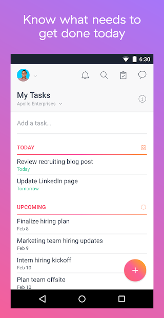 Screenshots Asana - Ứng dụng làm việc nhóm