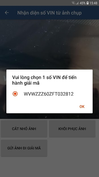 Tra cứu ảnh chụp màn hình số khung, số khung nhanh chóng, dễ dàng