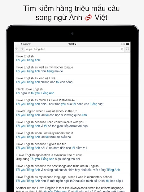 Screenshots Tra câu - Ứng dụng tra mẫu câu Anh-Việt, Việt-Anh