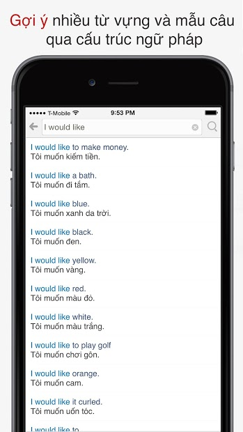 Screenshots Tra câu - Ứng dụng tra mẫu câu Anh-Việt, Việt-Anh