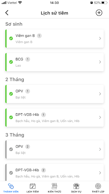 Screenshots Sổ tiêm chủng gia đình: Quản lý lịch tiêm chủng