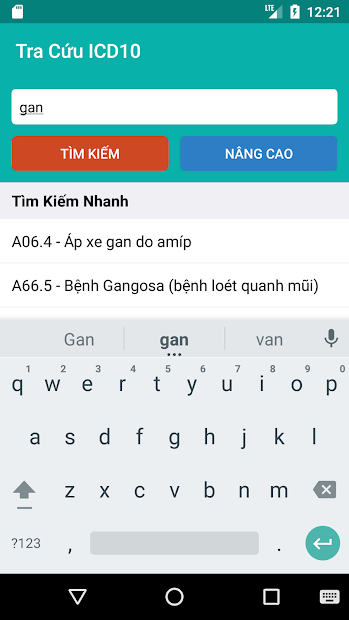 Screenshots Tra Cứu ICD10: Tra cứu danh mục bệnh