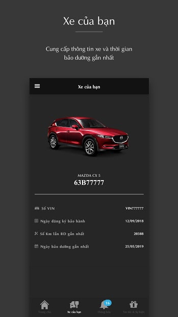 Screenshots Mazda Service: Tra cứu bảo hành điện tử, thông tin xe Mazda