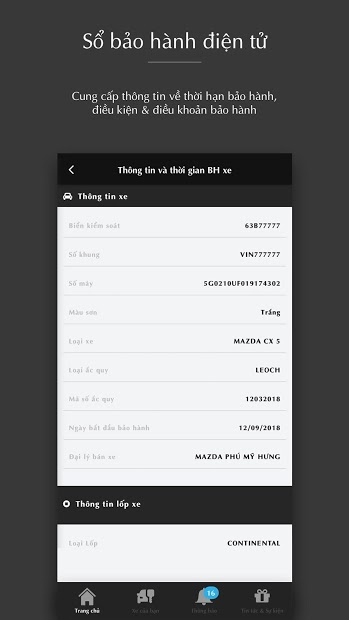 Screenshots Mazda Service: Tra cứu bảo hành điện tử, thông tin xe Mazda
