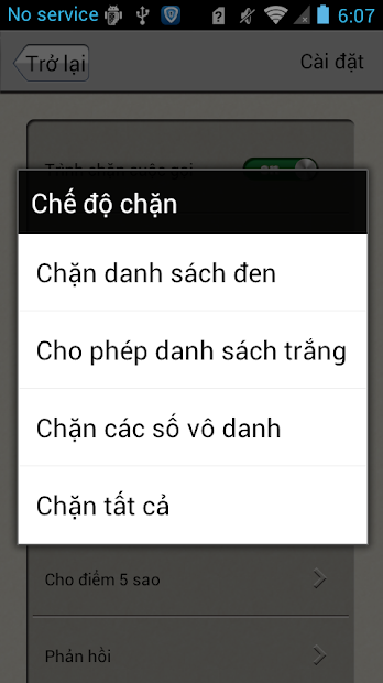 Screenshots Trình chặn cuộc gọi: Chặn các cuộc gọi quảng cáo/không có trong danh bạ
