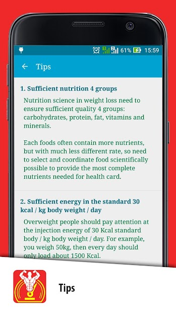 Screenshots Weight Gain Calculator - Chế độ ăn uống tăng cân