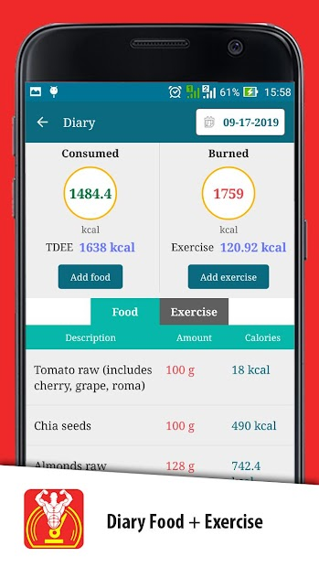 Screenshots Weight Gain Calculator - Chế độ ăn uống tăng cân