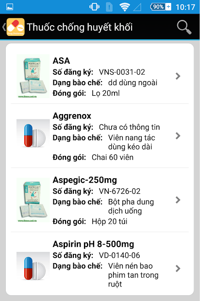 Screenshots Từ điển thuốc: Tra cứu thuốc