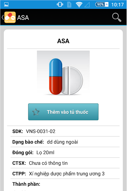 Screenshots Từ điển thuốc: Tra cứu thuốc