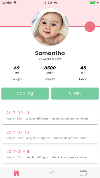 Screenshots Phát triển bé: Theo dõi cân nặng, chiều cao của bé