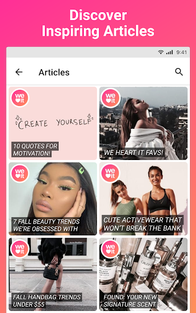 Screenshots We Heart It- Mạng xã hội tìm kiếm ảnh nhanh nhất