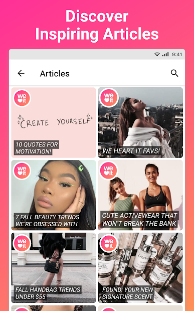 Screenshots We Heart It- Mạng xã hội tìm kiếm ảnh nhanh nhất