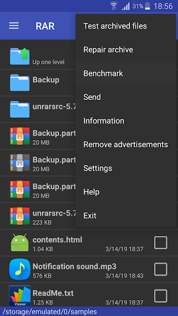 Screenshots RAR - Trình tạo file nén, giải nén cho Android