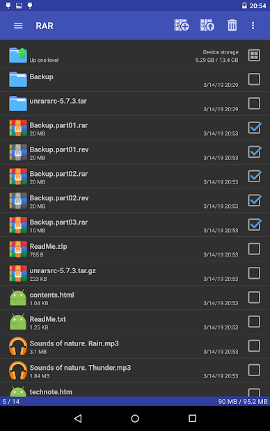 Screenshots RAR - Trình tạo file nén, giải nén cho Android