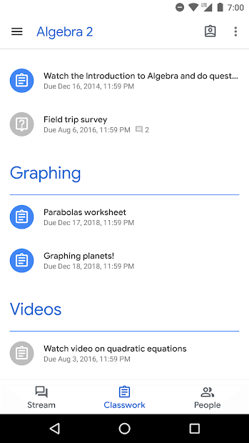 Ảnh chụp màn hình Google Classroom- Quản lý lớp học