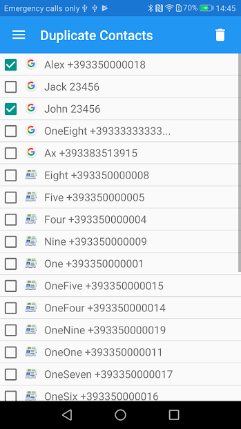 Screenshots Duplicate Contacts-Xóa danh bạ trùng lặp