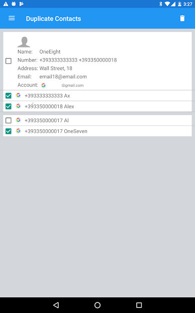 Screenshots Duplicate Contacts-Xóa danh bạ trùng lặp