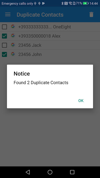 Screenshots Duplicate Contacts-Xóa danh bạ trùng lặp