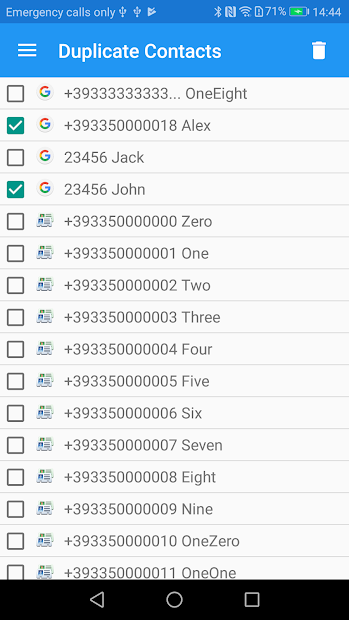 Screenshots Duplicate Contacts-Xóa danh bạ trùng lặp