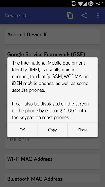 Screenshots Device ID- Cung cấp địa chỉ ID cho điện Thoại Android