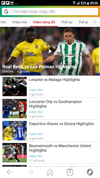 Screenshots SFive Browser: Miễn phí 3G xem tin tức, tải video, chặn quảng cáo