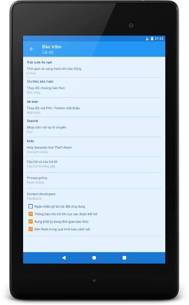 Screenshots Chuông báo chống trộm