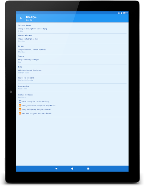 Screenshots Chuông báo chống trộm