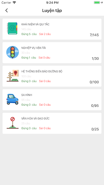 Screenshots HLX-B2 Học Lái xe Oto bằng B2 online: Tổng hợp tài liệu và bài thi thử