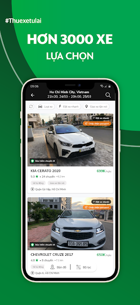 Screenshots MIOTO - Ứng dụng thuê xe ô tô giá rẻ, nhiều xe