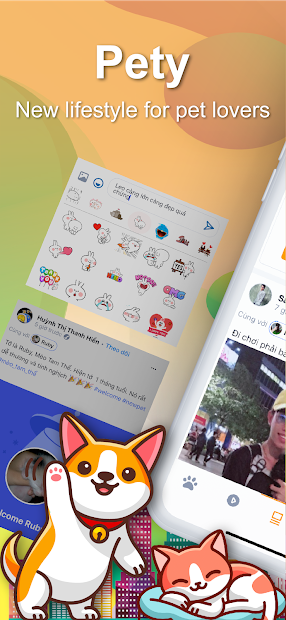 Screenshots Pety mạng xã hội của người yêu thú cưng