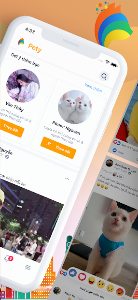 Screenshots Pety mạng xã hội của người yêu thú cưng
