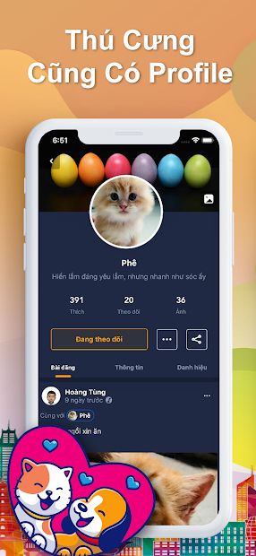 Screenshots Pety mạng xã hội của người yêu thú cưng