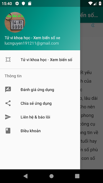 Screenshots Ứng dụng Tử vi khoa học - Xem biển số xe phong thủy, ý nghĩa biển số xe