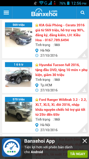 Screenshots Xe ô tô cũ Việt Nam: Tổng hợp đầy đủ các loại xe cũ tại Việt Nam