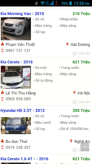 Screenshots Xe ô tô cũ Việt Nam: Tổng hợp đầy đủ các loại xe cũ tại Việt Nam