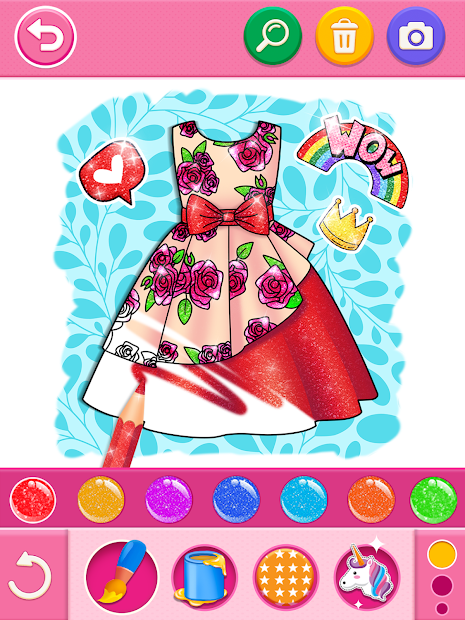 Screenshots Glitter dress coloring and drawing book for Kids: Sách tô màu váy đầm lấp lánh cho bé