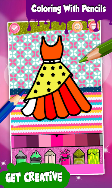Screenshots Glitter Dresses Coloring Book For Kids: Sách tô màu váy đầm lấp lánh cho bé