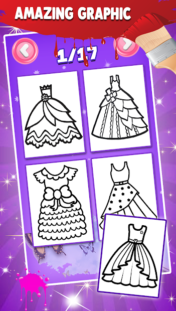 Screenshots Glitter Dresses Coloring Book For Kids: Sách tô màu váy đầm lấp lánh cho bé