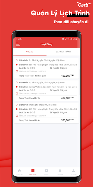 Screenshots Carback - Ứng Dụng Đặt Xe Tiện Chuyến