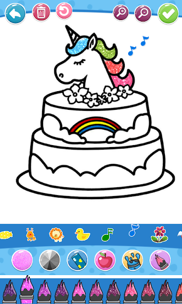 Screenshots Glitter Birthday Cake Coloring and Drawing - Sách vẽ và tô màu bánh sinh nhật lấp lánh