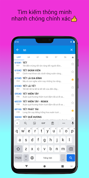 Screenshots Mã số Karaoke Vietnam: Tra cứu hơn 50.000 mã karaoke 5 số, 6 số