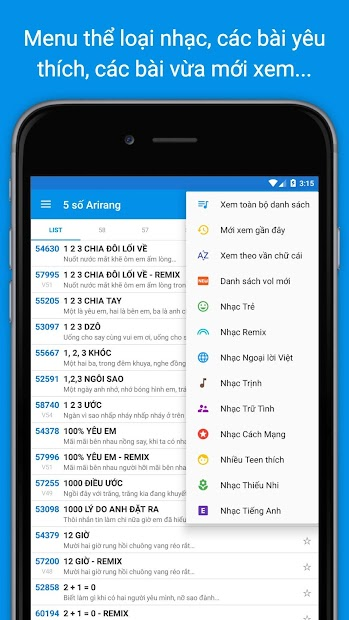 Screenshots Mã số Karaoke Vietnam: Tra cứu hơn 50.000 mã karaoke 5 số, 6 số