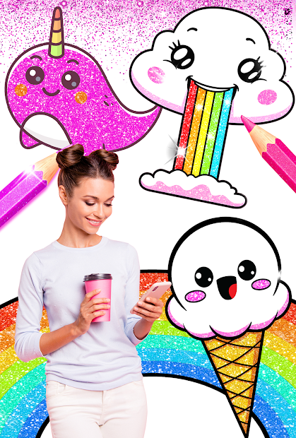 Screenshots Rainbow Glitter Coloring Book - Unicorn Artist: Sách tô màu chú Kỳ Lân