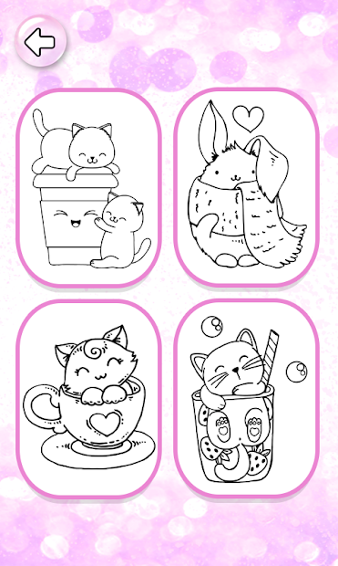 Screenshots Kawaii Coloring Pages With Glitter - Drawing Book: Sách vẽ, tô màu các nhân vật hoạt hình