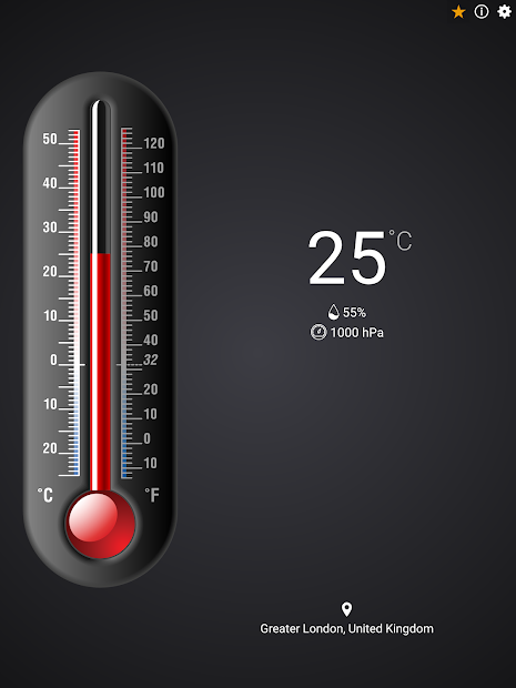 Ảnh chụp màn hình Nhiệt kế: Đo nhiệt độ trong nhà và ngoài trời bằng điện thoại